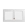 White Shaker Stackable Glass Wall Cabinet - Double Door 24", 27", 30", 33" & 36" Wide