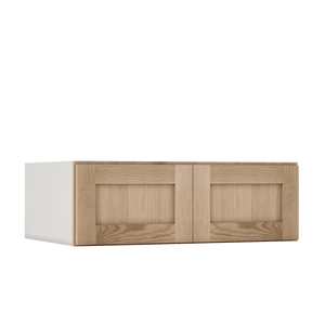 12" Tall 12" Deep Stacker /  Wall Elegant Oak Craftsman Shaker 1-1/4" Overlay Wall Cabinet -  12", 15", 18", 21", 24", 27", 30", 33" & 36" Wide