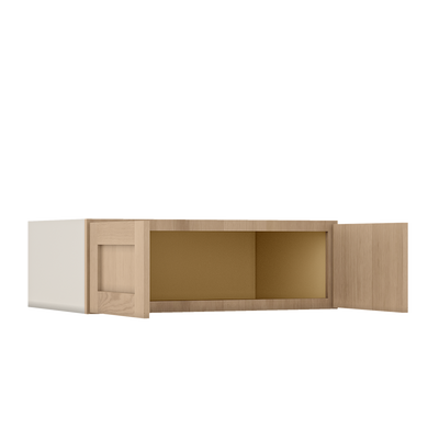 36" Wide 24" Deep Upper Natural Color 17ROS - Redondo White Oak Shaker 1-1/4" Overlay Wall Cabinet - Double Door 12", 15", 18", 21", 24"