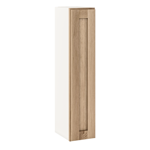 42" Tall Natural Color White Oak Shaker 1-1/4" Overlay Wall Cabinet - Single Door 9", 12", 15", 18", 21"