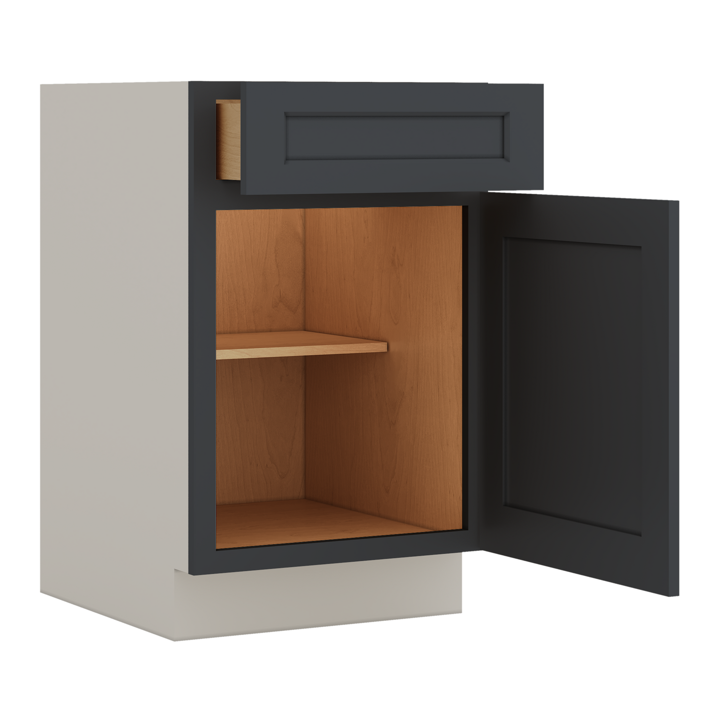 Base Cabinet - One Door 9", 12", 15", 18", 21" 15HNS Hermosa Noir Black Shaker 1-1/4" Overlay