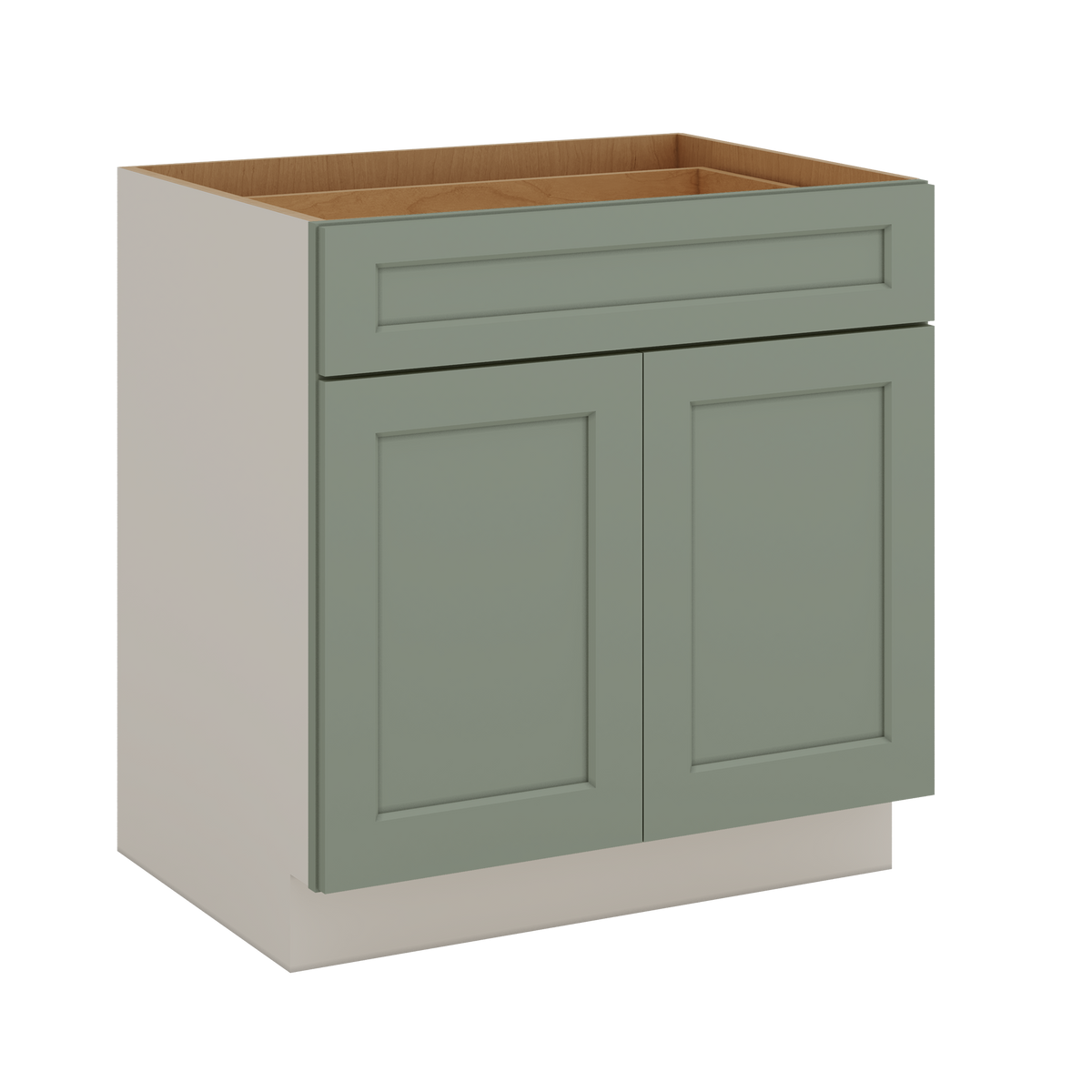 24", 27", 30", 33 & 36"42" Wide Base Cabinet - Two Doors Sage Green Shaker 1-1/4" Overlay