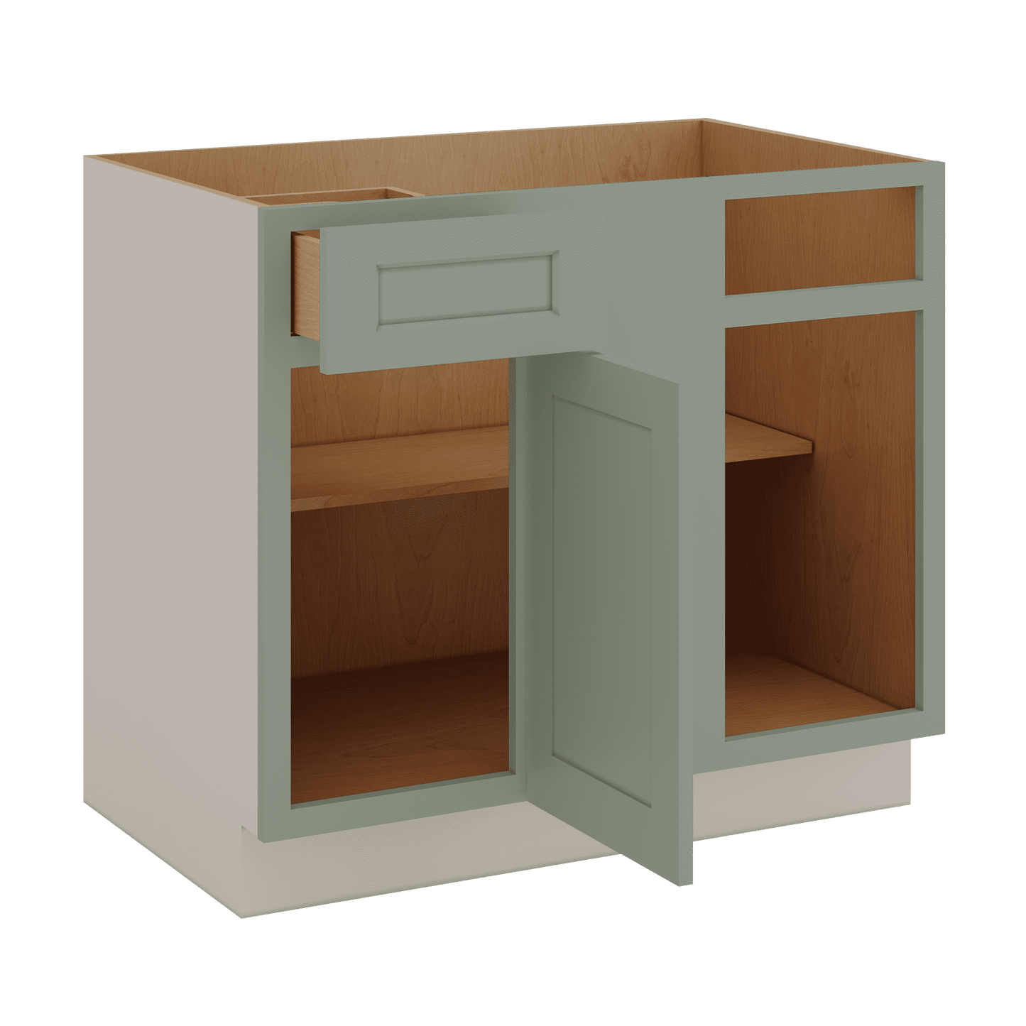 Blind Corner 1-1/4" Overlay Base (Left or Right) Green Shaker Blind 36"-42" & 42"-45"