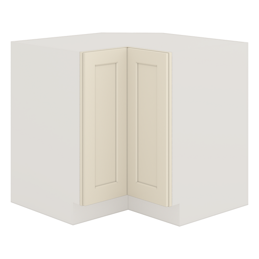 Lazy Susan Base Cabinet 33" & 36" Manhattan Cream Shaker 1-1/4" Overlay