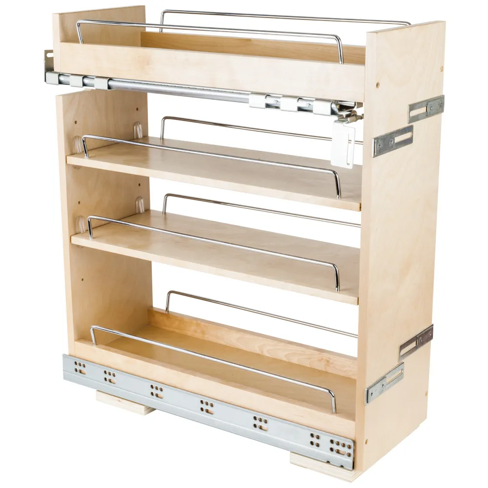 Spice Rack - Wood STORAGE WITH STYLE® Metal "No Wiggle" Soft-close Base Pullout