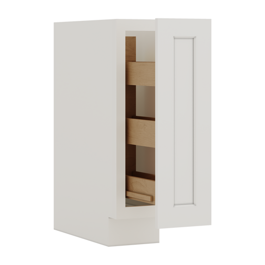 Spice Rack Pull Out Base Cabinet 6", 9" & 12" Wide 2WS White Shaker 1-1/4" Overlay