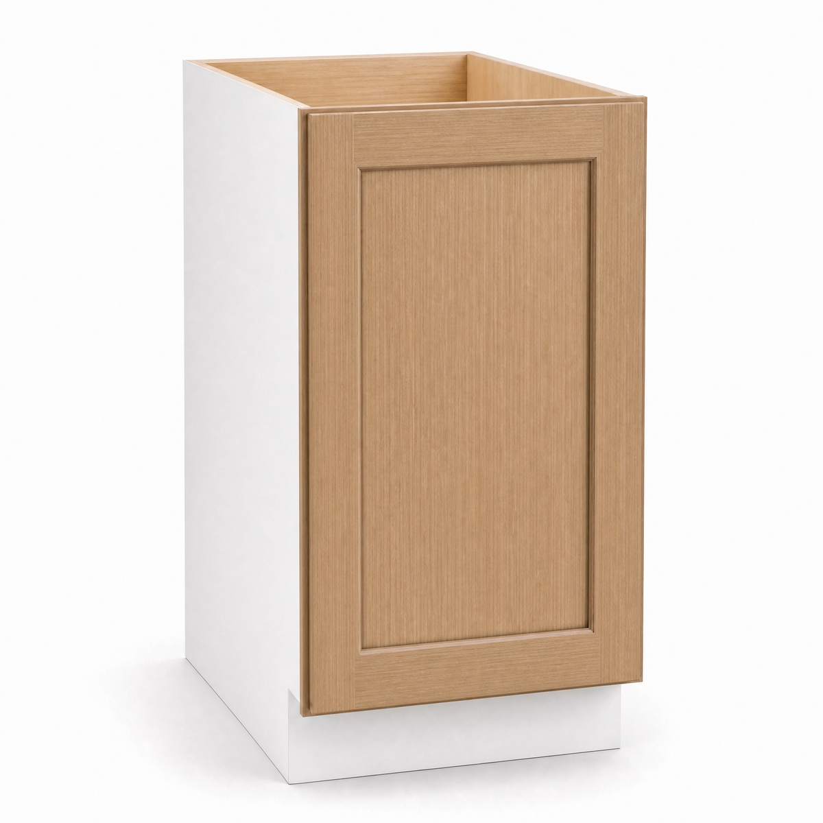 9", 12", 15", 18", 21" Wide Base Cabinet - Full Height One Door Natural Color 17ROS - Redondo White Oak Shaker 1-1/4" Overlay