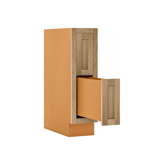 White Oak Shaker Inset Two Drawer Base Cabinet - Two Drawers - 12" - 36" - Special Order