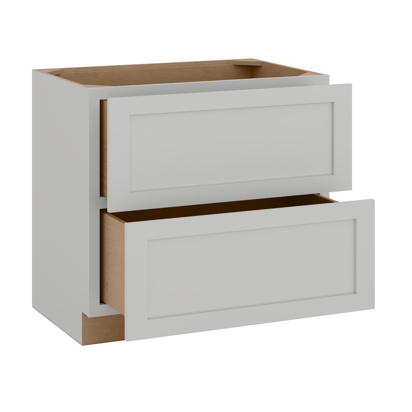 30" & 36" Two Drawer Base Cabinet | RTA Unassembled | Premium Shaker White Full Overlay