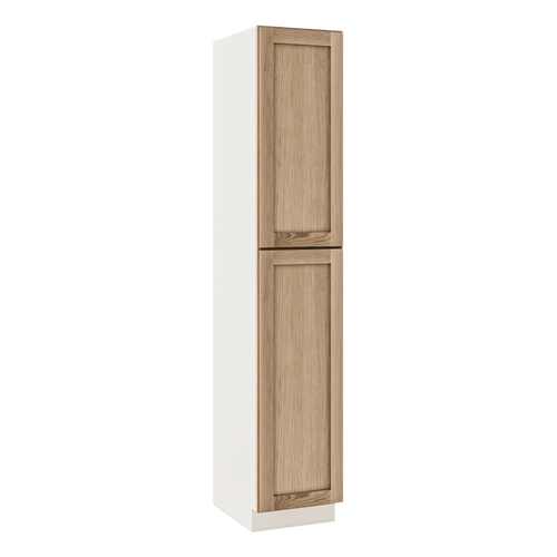 84" Tall Pantry Natural Color White Oak Shaker 1-1/4" Overlay Cabinet Available 18", 24", 30" & 36" Wide