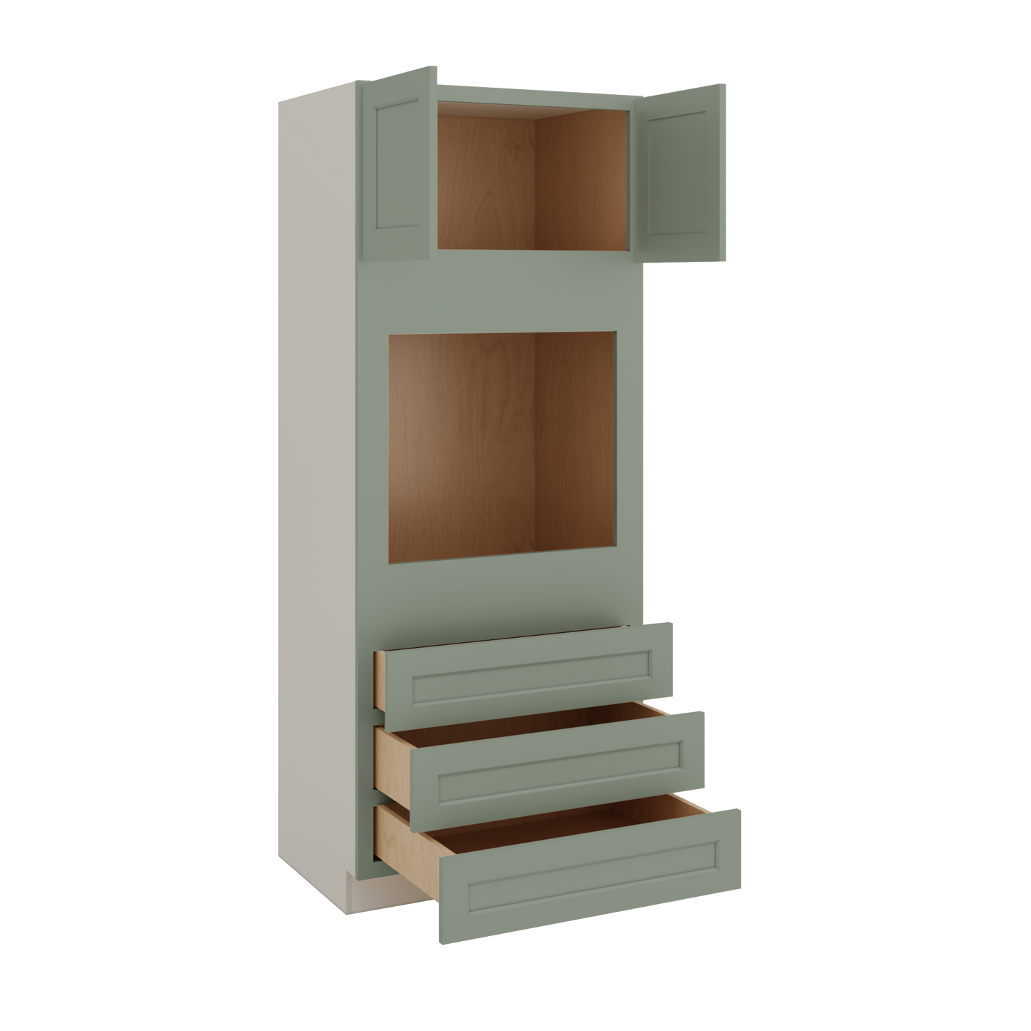 Wall Oven Green Shaker 1-1/4" Overlay Cabinet 33" Wide