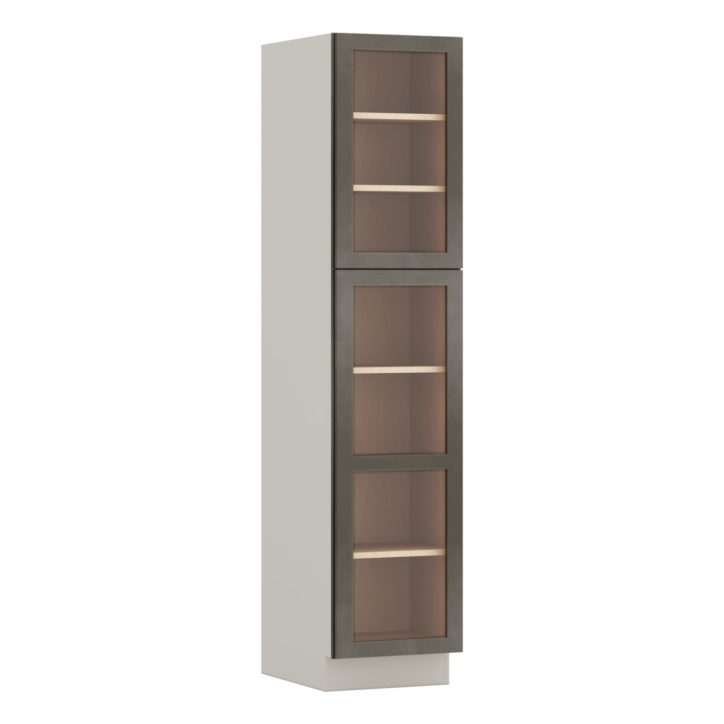 84" Tall Pantry Huntington Cinder Double Shaker Glass Ready Wall Cabinet Available 18", 24", 30" & 36" Wide