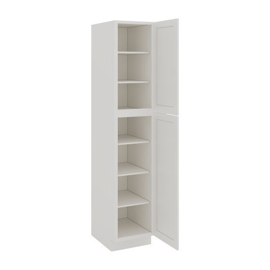 90" Tall Pantry White Shaker 1-1/4" Overlay Cabinet 18", 24" & 30" Wide