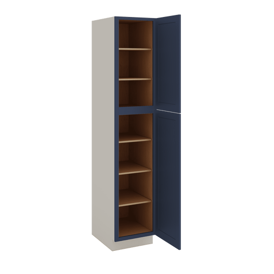 90" Tall Pantry NB29- Naval Blue Shaker 1-1/4" Overlay Cabinet 18", 24" & 30" Wide