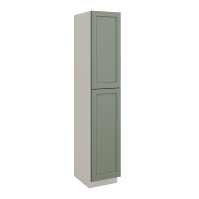 96" Tall 18", 24", 30" & 36" Wide Pantry 14SG Sage Green Shaker 1-1/4" Overlay Cabinet
