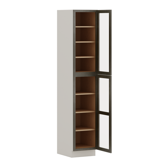 96" Tall Pantry Huntington Cinder Double Shaker Glass Ready Wall Cabinet 18", 24" & 30" Wide