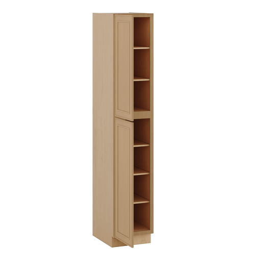 Natural oak elegant craftsman shaker pantry cabinet 18"–96" rta kitchen cabinet – angle view