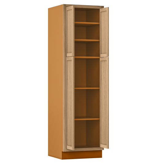 Pantry White Oak Inset Shaker Cabinet 84" Tall 18", 21", 24", 27", 30", 33" & 36" Wide
