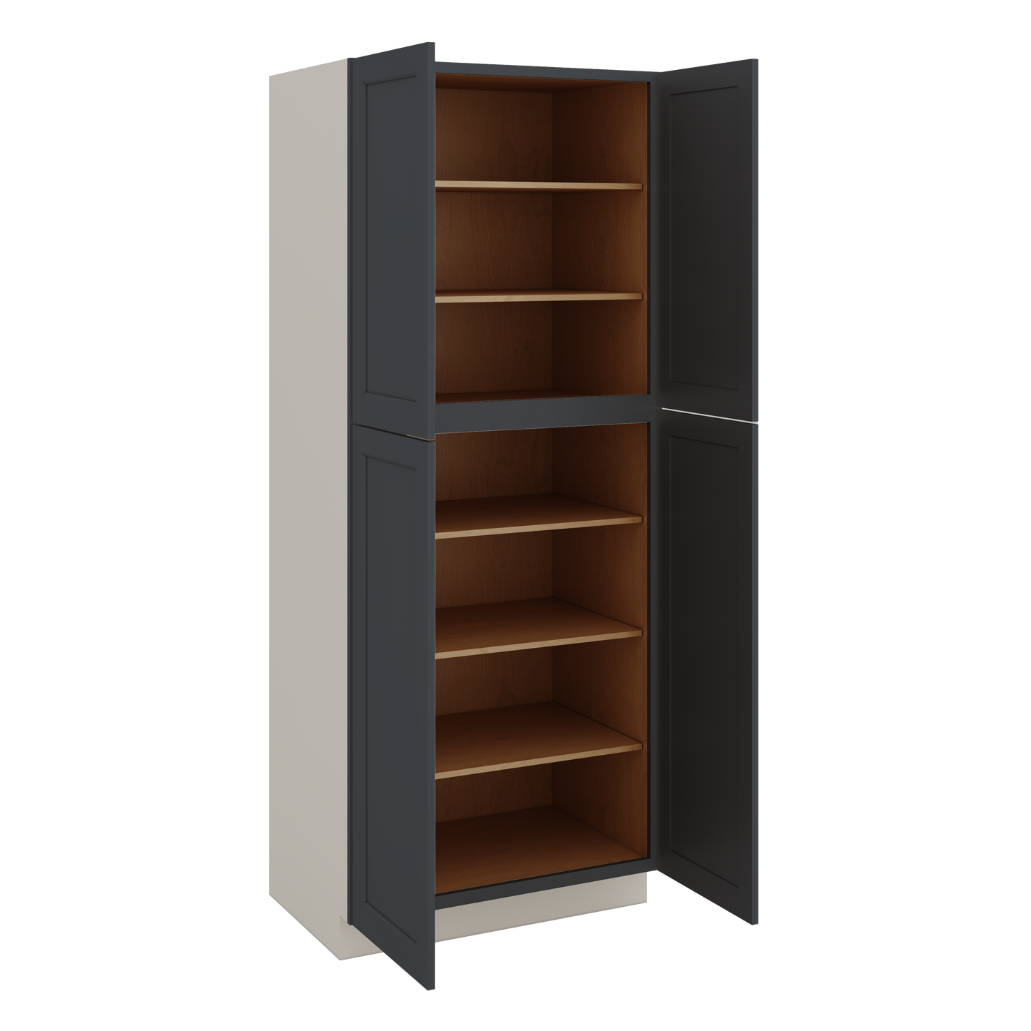 90" Tall Pantry 15HNS Hermosa Noir Black Shaker 1-1/4" Overlay Cabinet 18", 24" & 30" Wide