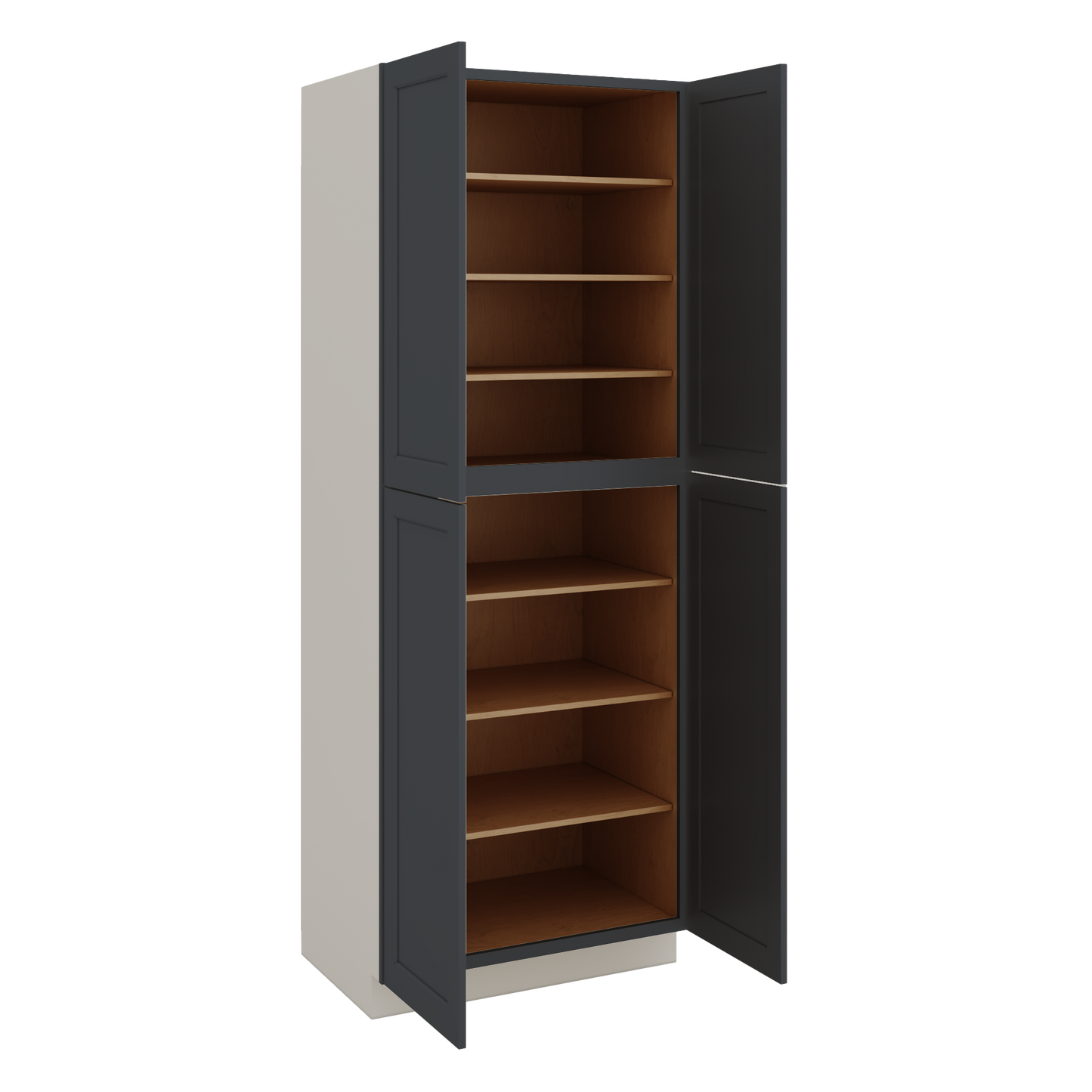 96" Tall Pantry 15HNS Hermosa Noir Black Shaker 1-1/4" Overlay Cabinet 18", 24" & 30" Wide