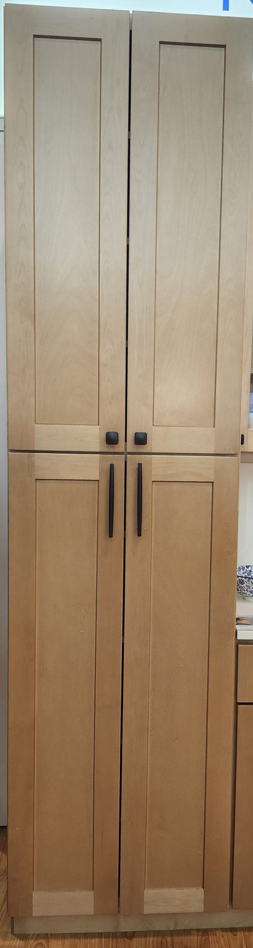 96" Tall Pantry Sandstone Birch Shaker 1-1/4" Overlay Cabinet 18", 24" & 30" Wide
