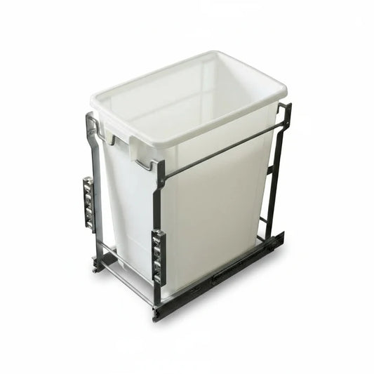 Trash Can 15" & 18" Pull Out Base Cabinet Manhattan Cream 1-1/4" Overlay Shaker Cabinet