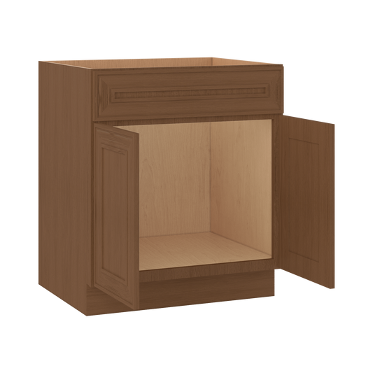 Sink Base 30", 33", 36" & 42" Mocha Elegant Oak Craftsman Shaker 1-1/4" Overlay