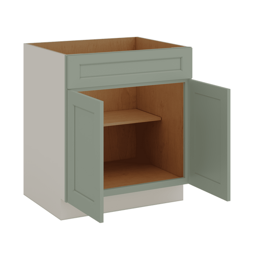 Sink Base 30", 33", 36" & 42" Green Shaker 1-1/4" Overlay