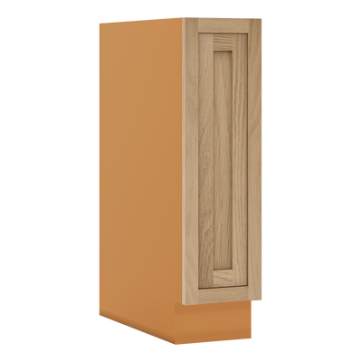 White Oak Inset Shaker Spice Rack Pullout Base Cabinet 9", 12" & 15"
