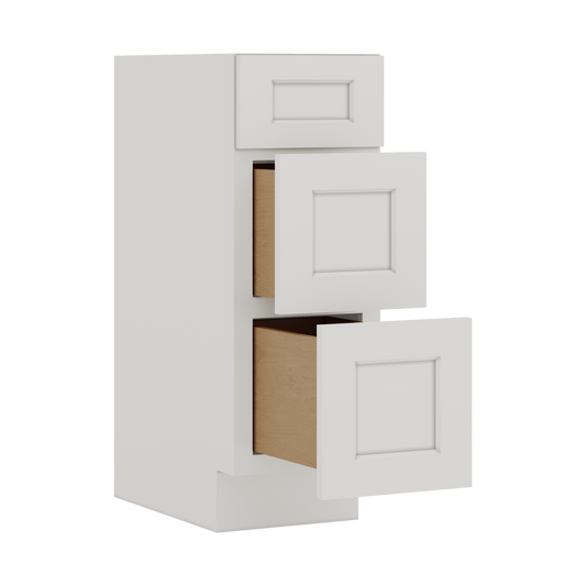 Vanity Drawer Base 12", 15", 18", 21" & 24" 2WS White Shaker 1-1/4" Overlay