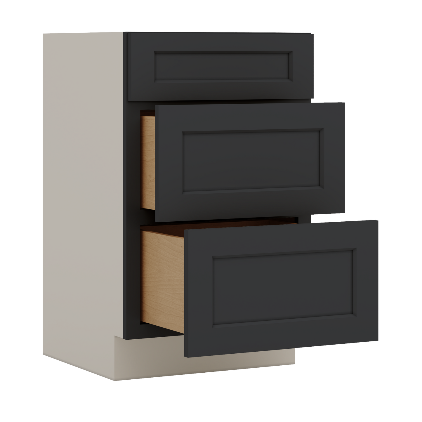 Vanity Drawer Base 12", 15", 18", 21" & 24" 15HNS Hermosa Noir Black Shaker 1-1/4" Overlay