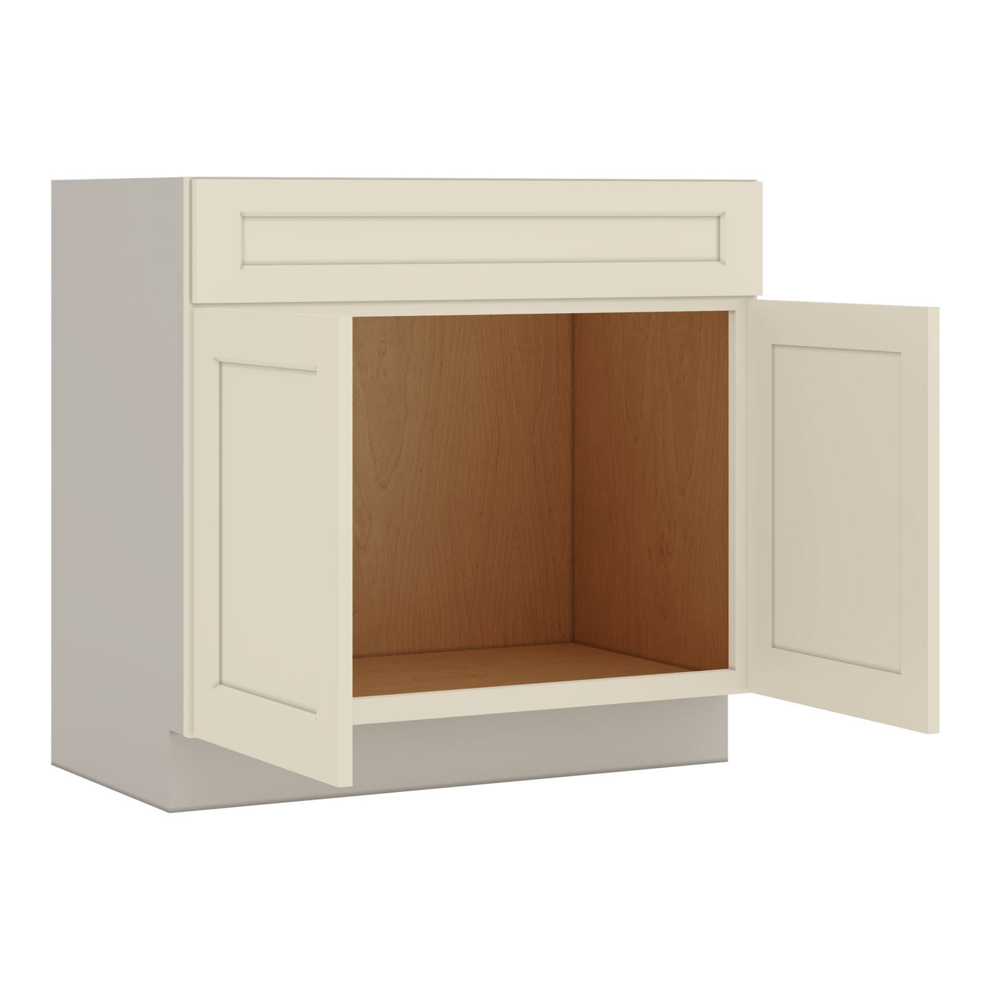 Vanity Sink Base 24", 27", 30" & 36" Manhattan Cream Shaker 1-1/4" Overlay