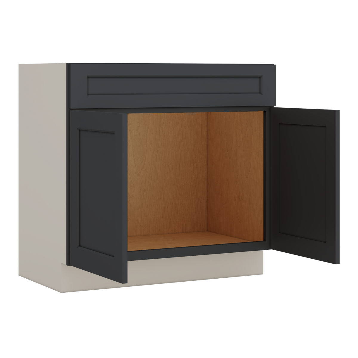 Vanity Sink Base 24", 27", 30" & 36" 15HNS Hermosa Noir Black Shaker 1-1/4" Overlay