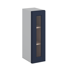 30" Tall 29NB Naval Blue Shaker 1-1/4" Overlay Wall Glass Cabinet - Single Door 9", 12", 15", 18", 21" WIde