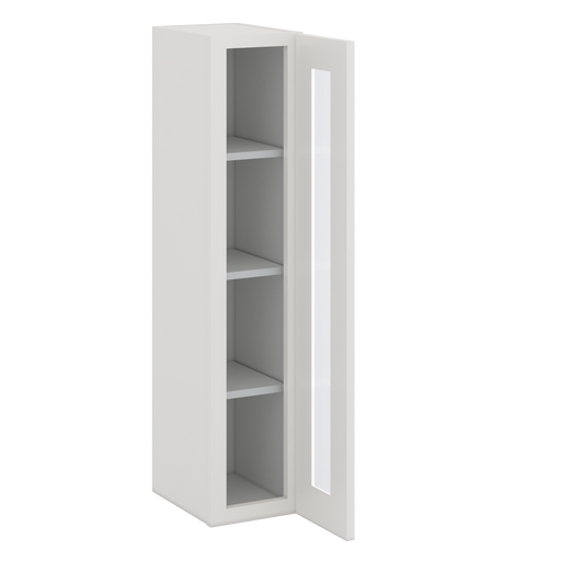 42" Tall White Shaker 1-1/4" Overlay Glass Ready Wall Cabinet - Single Door 9", 12", 15", 18", 21"