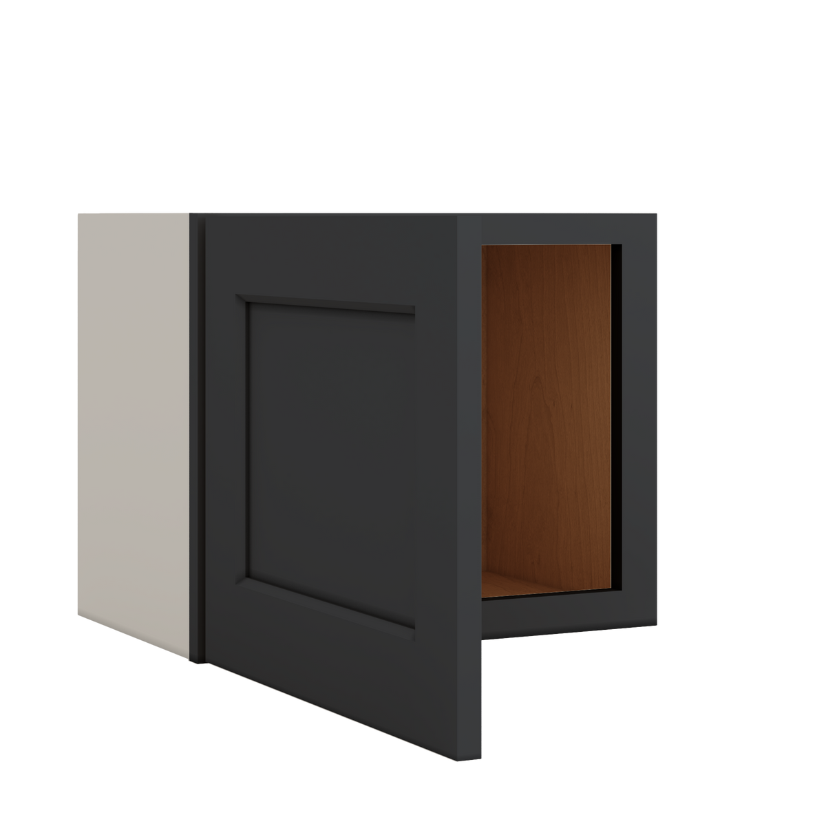 15" Tall 15HNS Hermosa Noir Black Shaker Stackable Wall Cabinet - Single Door 9", 12", 15", 18" & 21" Wide
