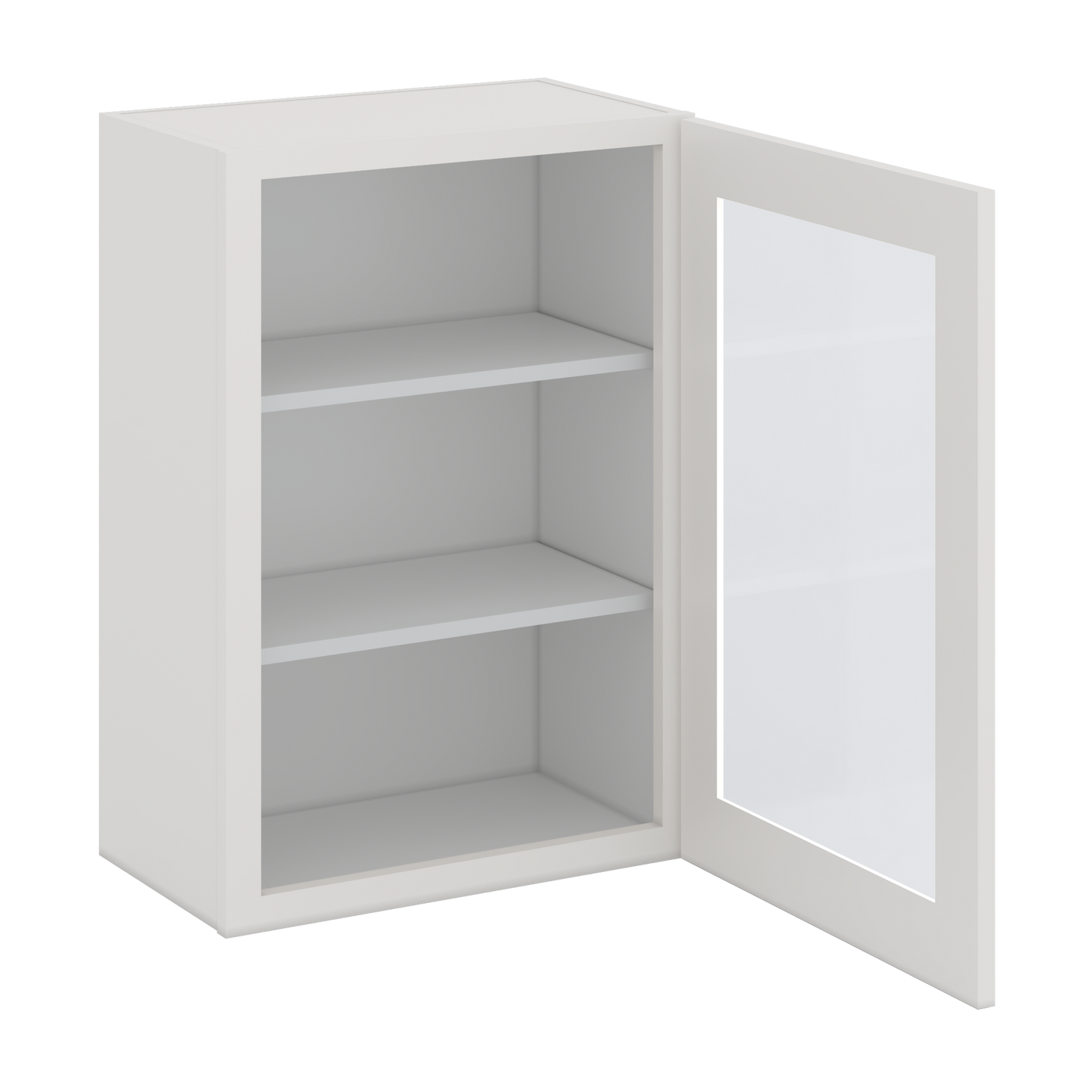 30" Tall 2WS White Shaker 1-1/4" Overlay Glass Ready Wall Cabinet - Single Door 9", 12", 15", 18", 21" WIde