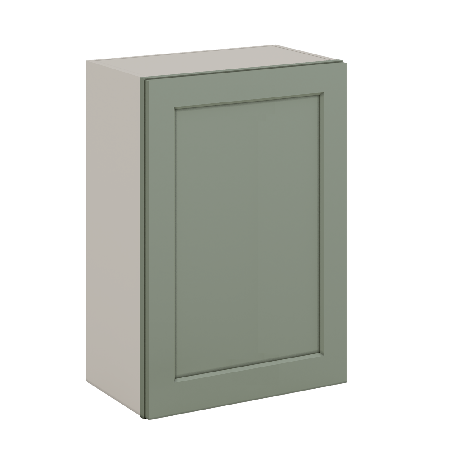 30" Tall Green Shaker 1-1/4" Overlay Wall Cabinet - Single Door 9", 12", 15", 18", 21" WIde