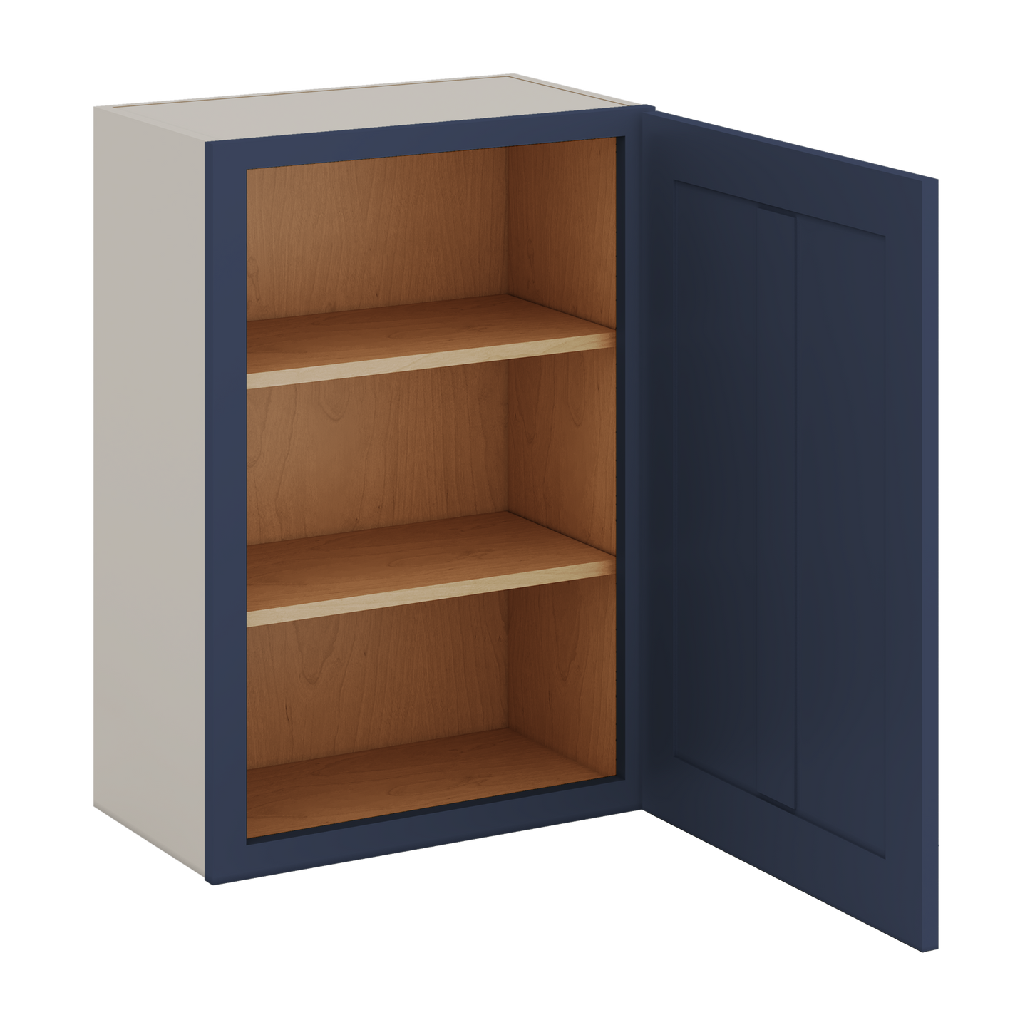 30" Tall NB29- Naval Blue Shaker 1-1/4" Overlay Wall Cabinet - Single Door 9", 12", 15", 18", 21" WIde