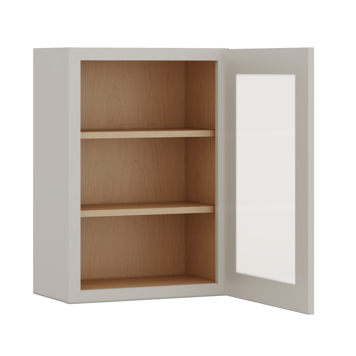 30" Tall 27LGDS Laguna Gray Double Shaker Glass Ready Wall Cabinet - Single Door 9", 12", 15", 18", 21" WIde