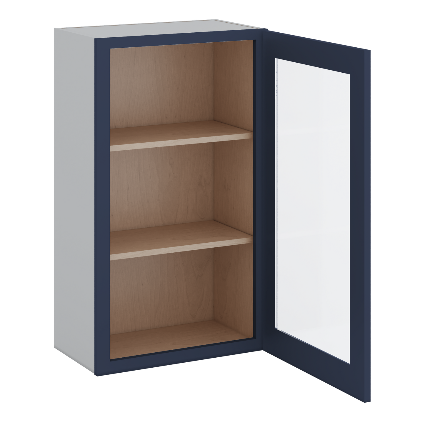 36" Tall NB29 Naval Blue Shaker 1-1/4" Overlay Glass Ready Wall Cabinet - Single Door 9", 12", 15", 18", 21"
