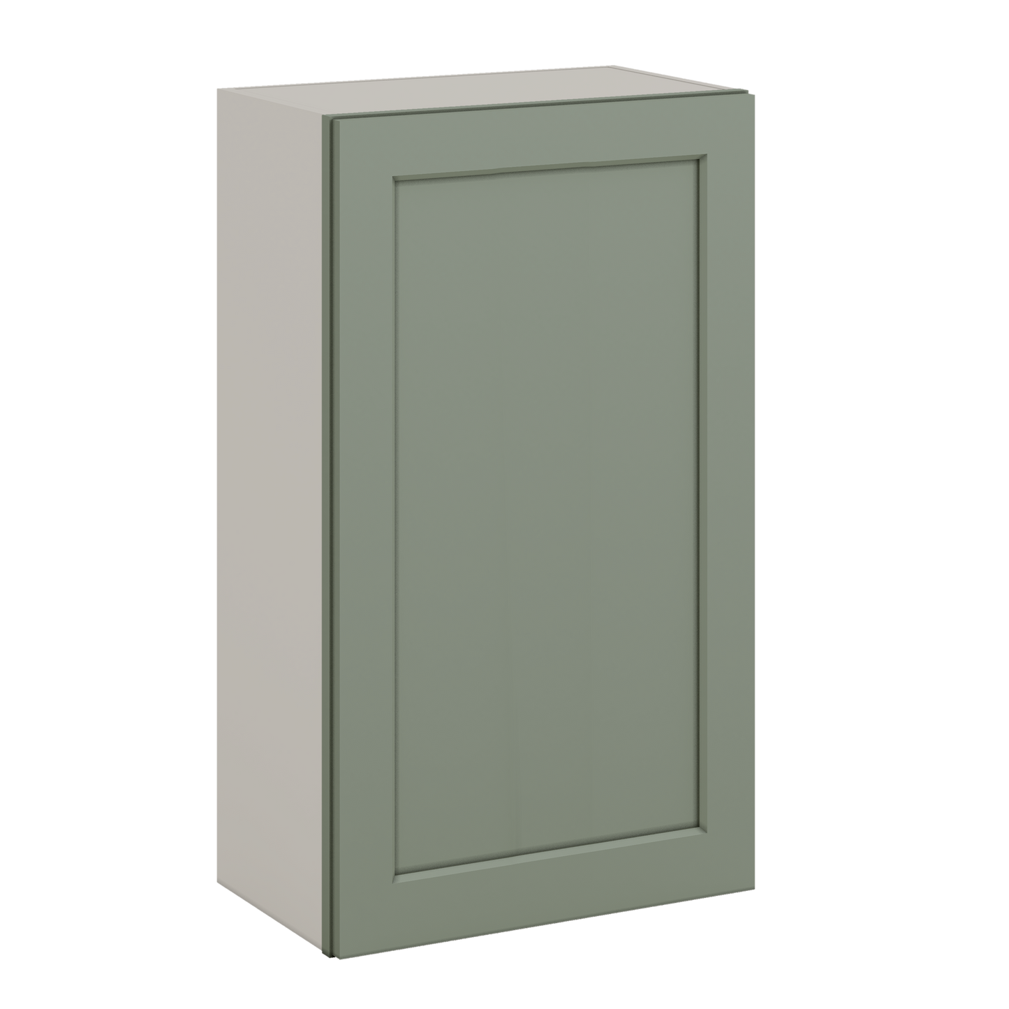36" Tall Green Shaker 1-1/4" Overlay Wall Cabinet - Single Door 9", 12", 15", 18", 21"