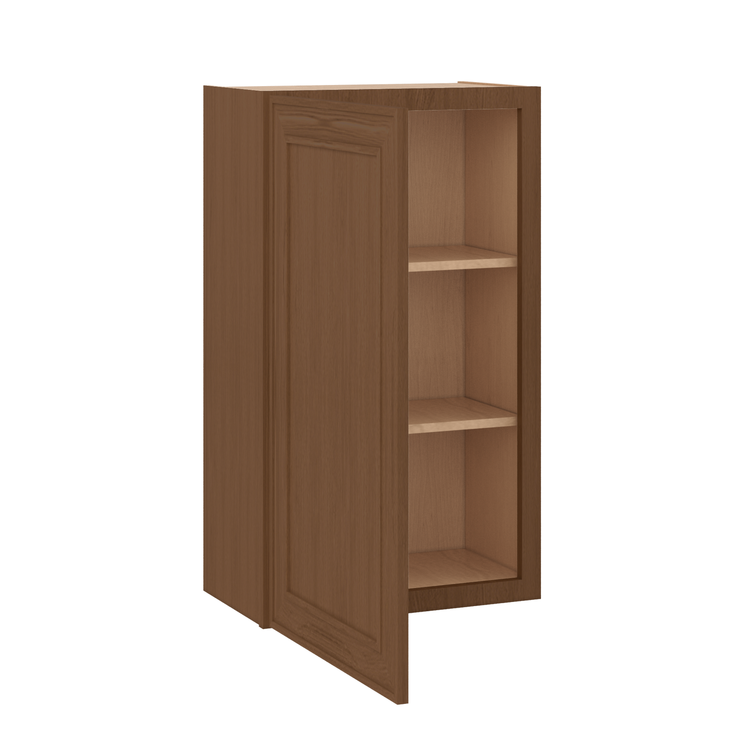 36" Tall Single Door 9", 12", 15", 18" & 21" Mocha Elegant Oak 1-1/4" Overlay Shaker Wall Cabinet