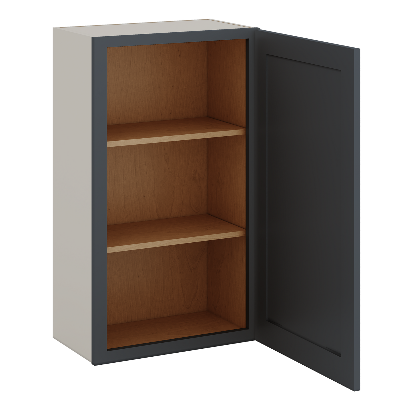 36" Tall 15HNS Hermosa Noir Black Shaker 1-1/4" Overlay Wall Cabinet - Single Door 9", 12", 15", 18", 21"