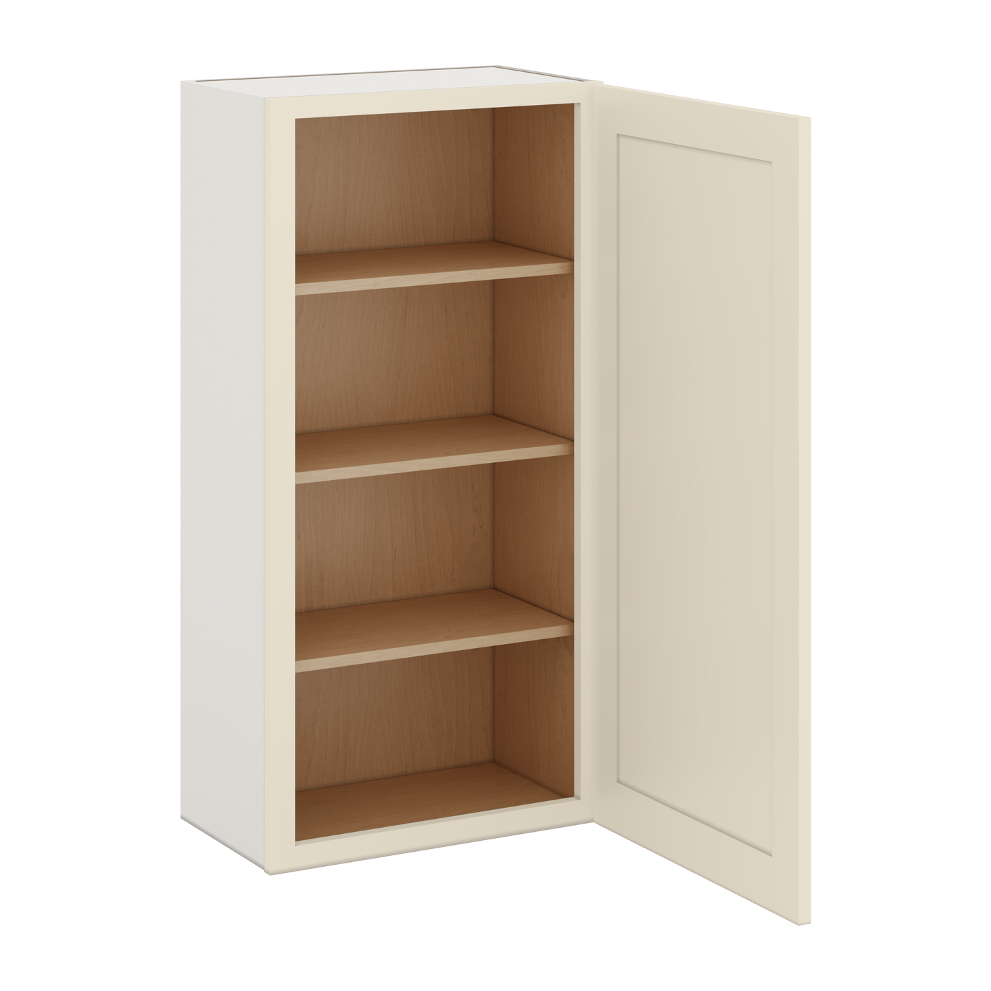 42" Tall Manhattan Cream Shaker 1-1/4" Overlay Wall Cabinet - Single Door 9", 12", 15", 18", 21"