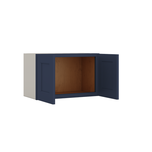 15" Tall NB29 Naval Blue Shaker Stackable Cabinet - Double Door 24", 27", 30", 33" & 36" Wide