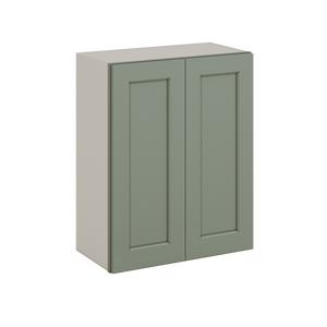 30" Tall Green Shaker 1-1/4" Overlay Wall Cabinet - Double Door 24", 27", 30", 33" & 36" Wide