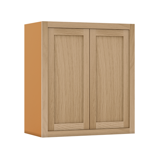 36" Tall White Oak Inset Shaker Wall Cabinet - Double Door 24", 27", 30", 33" & 36" Wide