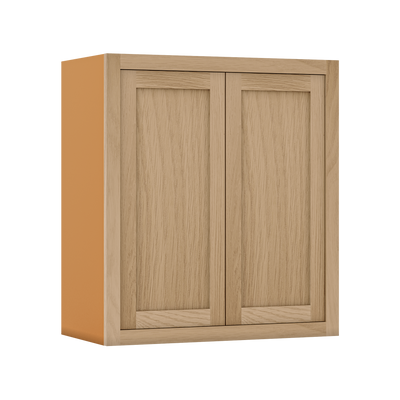 30" Tall White Oak Inset Shaker Wall Cabinet - Double Door 24", 27", 30", 33", 36", 39" & 42"