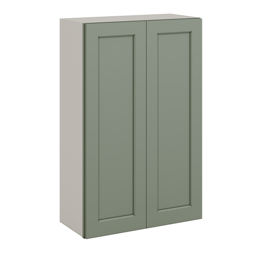 42" Tall Double Door 24", 27", 30", 33", 36" Sage Green Shaker 1-1/4" Overlay Wall Cabinet -